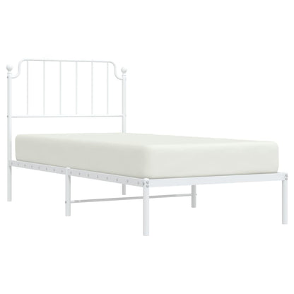 vidaXL Metal Bed Frame without Mattress with Headboard White 90x200cm 3
