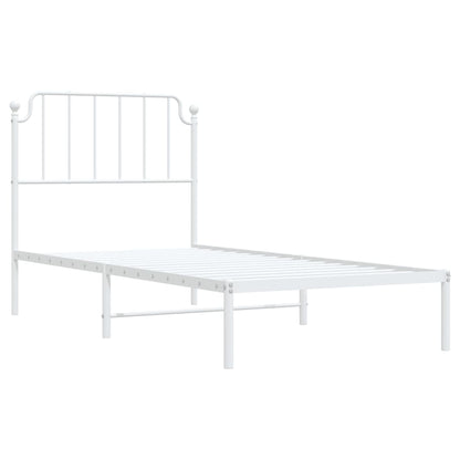 vidaXL Metal Bed Frame without Mattress with Headboard White 90x200cm 4