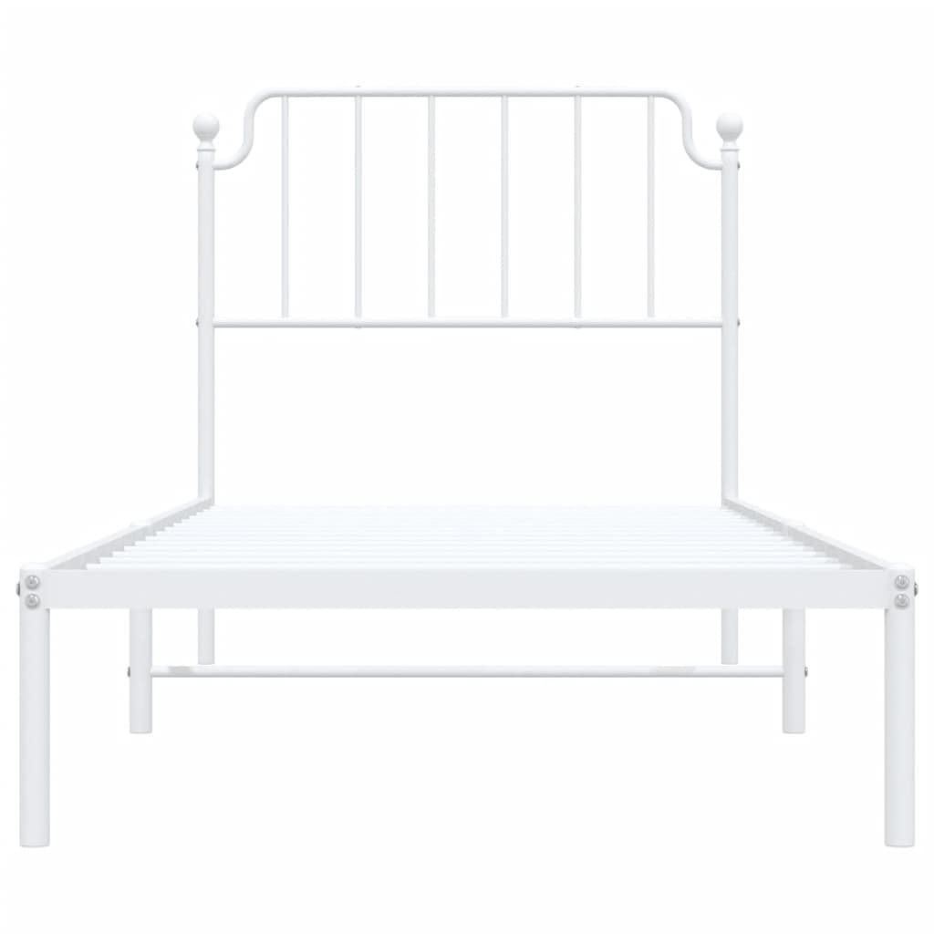 vidaXL Metal Bed Frame without Mattress with Headboard White 90x200cm 5