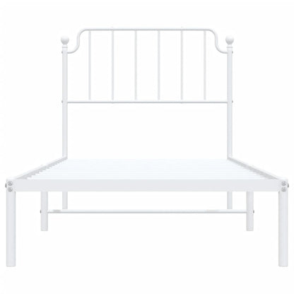 vidaXL Metal Bed Frame without Mattress with Headboard White 90x200cm 5