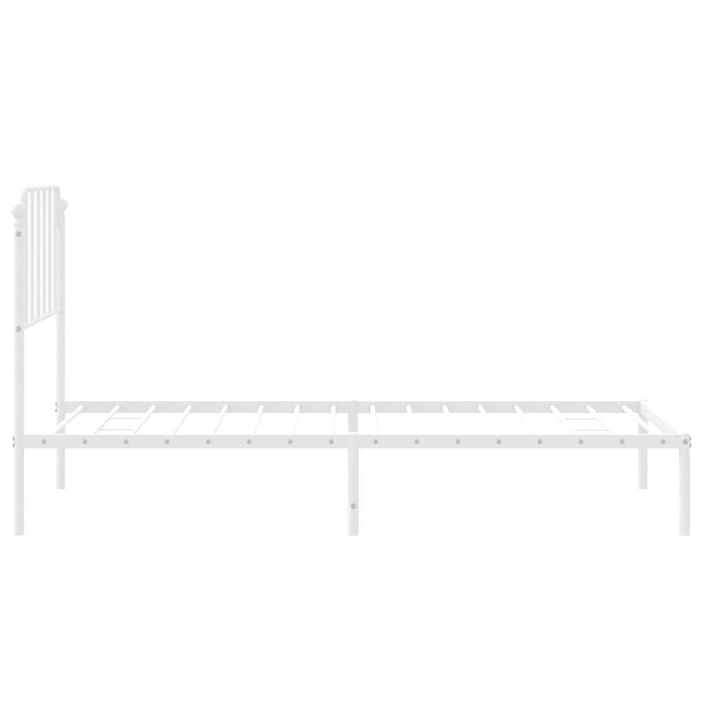 vidaXL Metal Bed Frame without Mattress with Headboard White 90x200cm 6