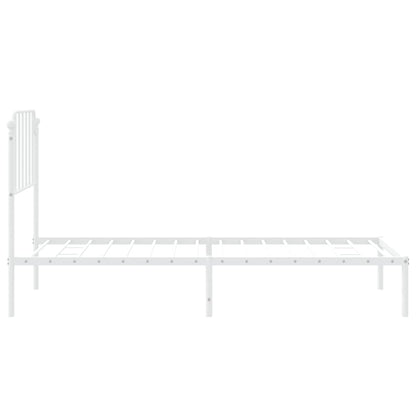 vidaXL Metal Bed Frame without Mattress with Headboard White 90x200cm 6
