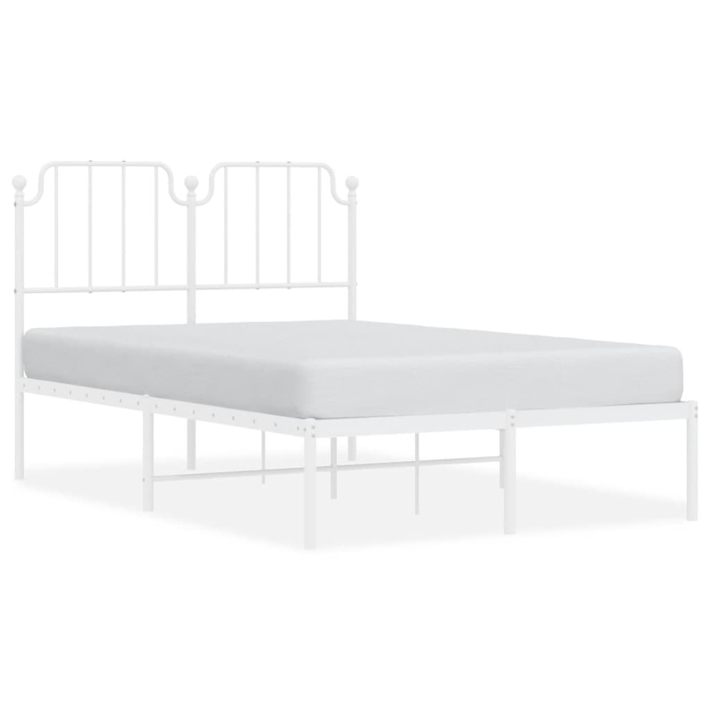 vidaXL Metal Bed Frame without Mattress with Headboard White 120x200cm 2