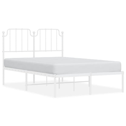 vidaXL Metal Bed Frame without Mattress with Headboard White 120x200cm 2