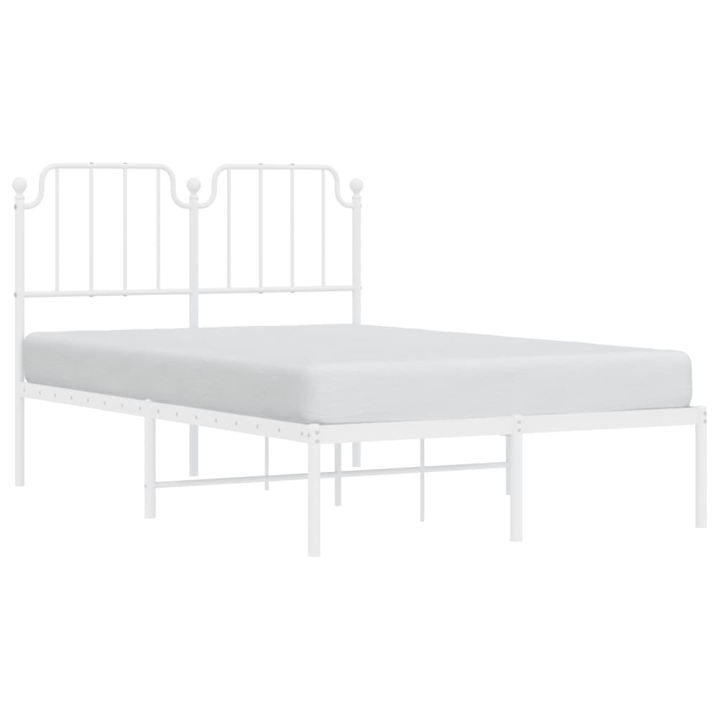 vidaXL Metal Bed Frame without Mattress with Headboard White 120x200cm 3
