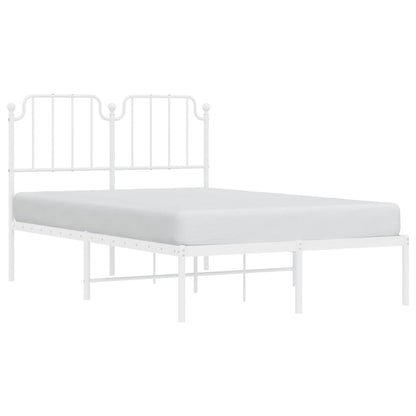 vidaXL Metal Bed Frame without Mattress with Headboard White 120x200cm 3
