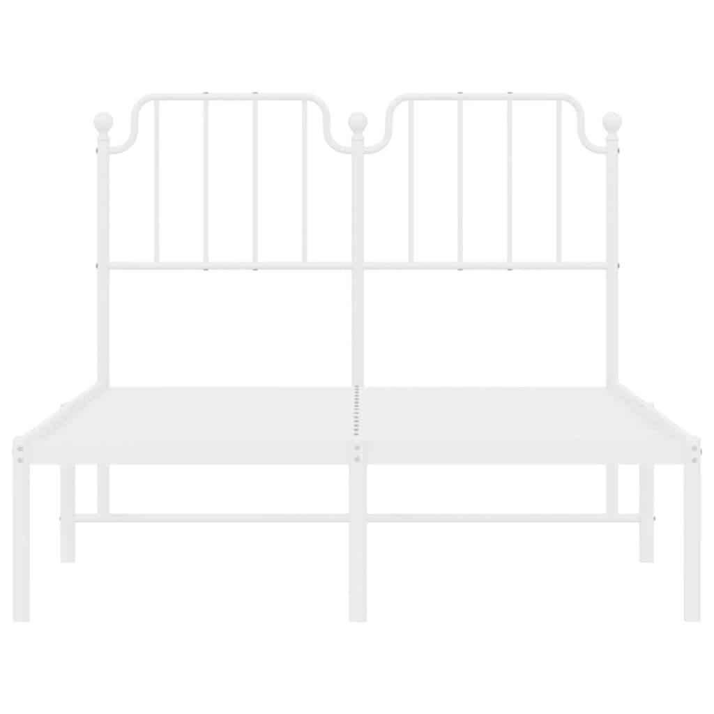 vidaXL Metal Bed Frame without Mattress with Headboard White 120x200cm 5