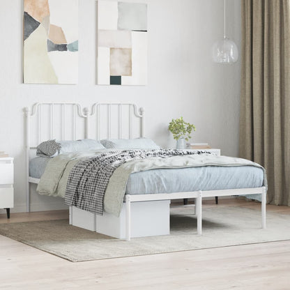 vidaXL Metal Bed Frame without Mattress with Headboard White 120x200cm 1