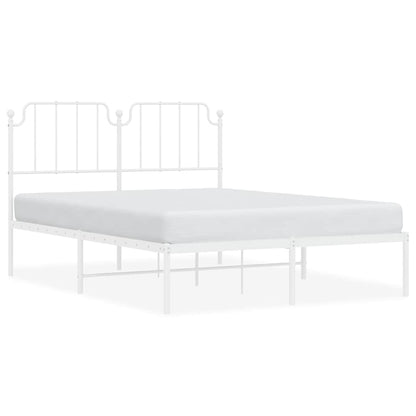 vidaXL Metal Bed Frame without Mattress with Headboard White 135x190cm 2