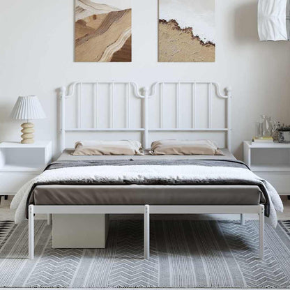 vidaXL Metal Bed Frame without Mattress with Headboard White 135x190cm 3