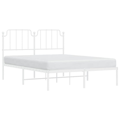vidaXL Metal Bed Frame without Mattress with Headboard White 135x190cm 4