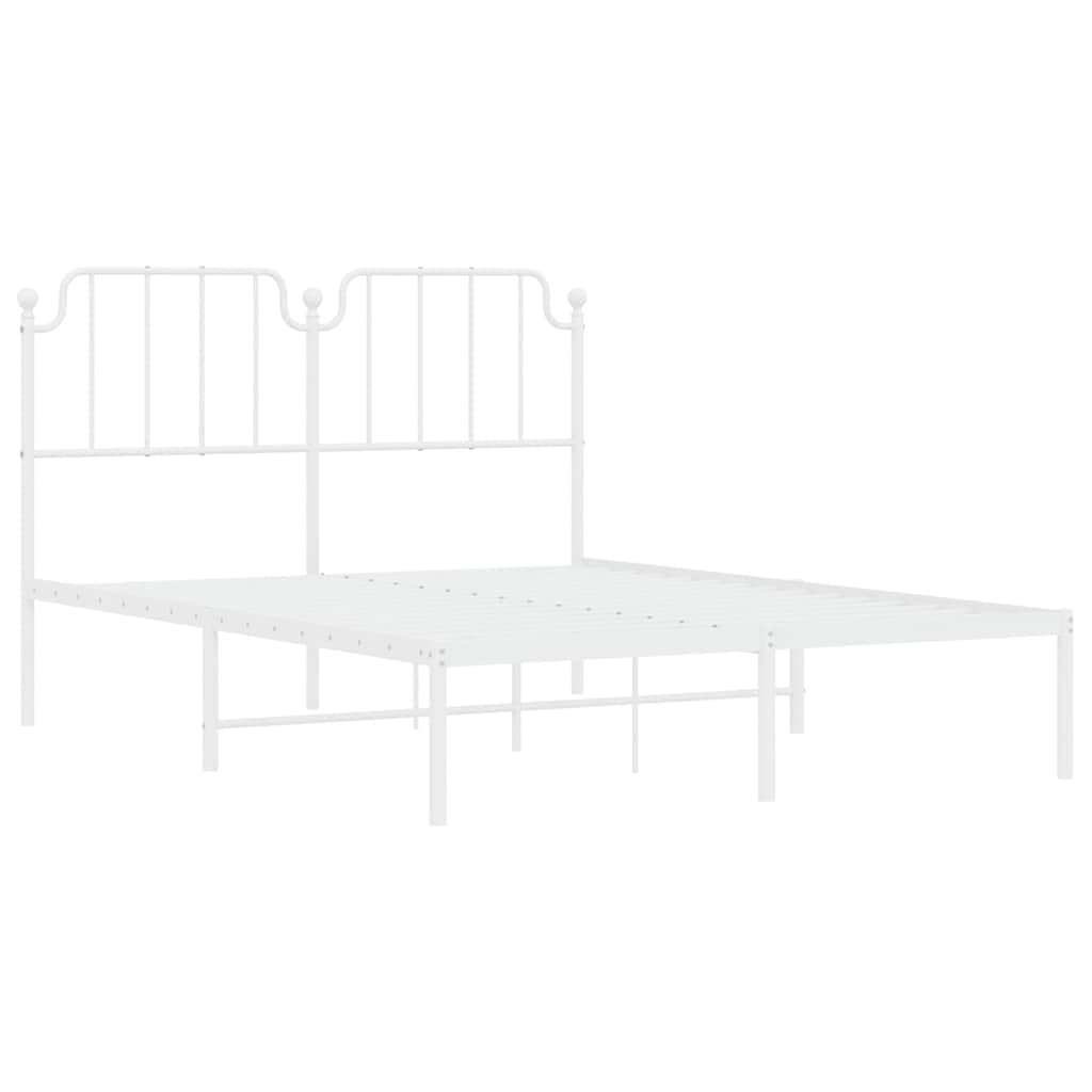 vidaXL Metal Bed Frame without Mattress with Headboard White 135x190cm 5