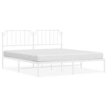 vidaXL Metal Bed Frame without Mattress with Headboard White 183x213cm 2