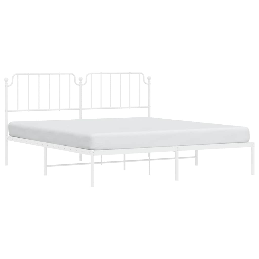 vidaXL Metal Bed Frame without Mattress with Headboard White 183x213cm 4