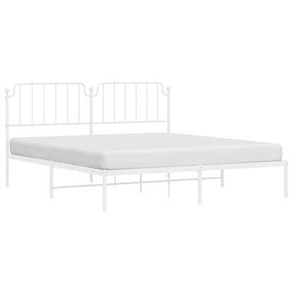 vidaXL Metal Bed Frame without Mattress with Headboard White 183x213cm 4