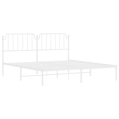 vidaXL Metal Bed Frame without Mattress with Headboard White 183x213cm 5