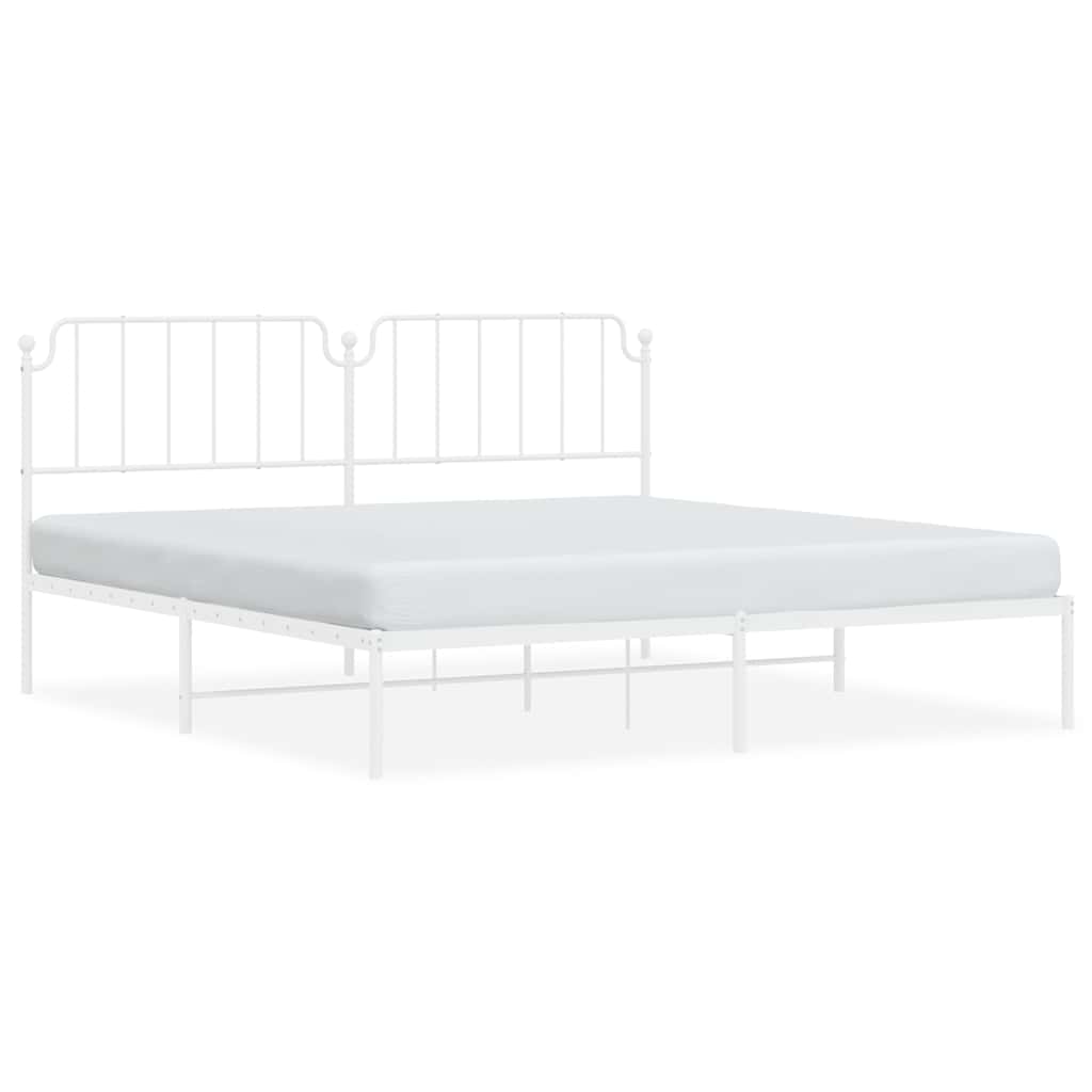 vidaXL Metal Bed Frame without Mattress with Headboard White 193x203cm 2