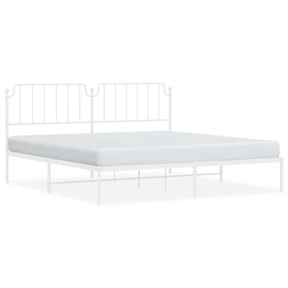 vidaXL Metal Bed Frame without Mattress with Headboard White 193x203cm 2