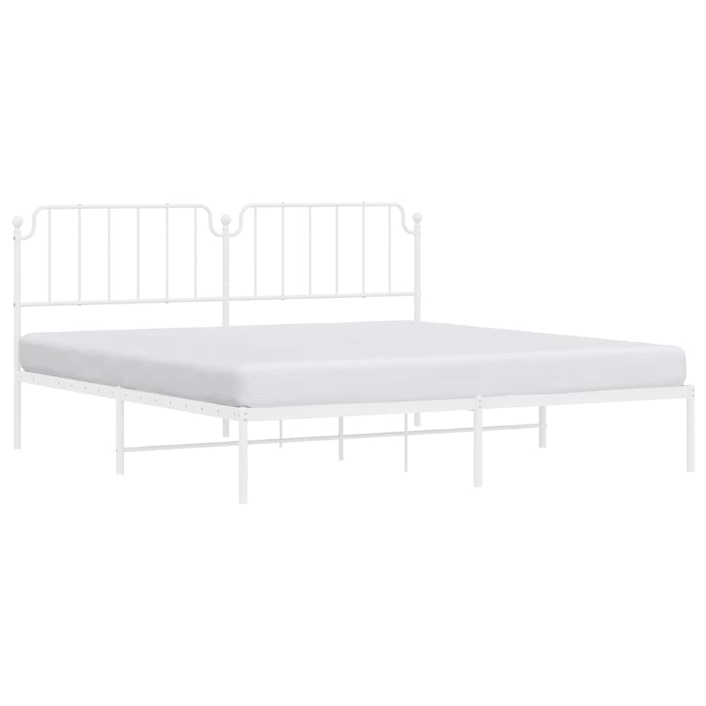 vidaXL Metal Bed Frame without Mattress with Headboard White 193x203cm 4