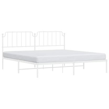 vidaXL Metal Bed Frame without Mattress with Headboard White 193x203cm 4