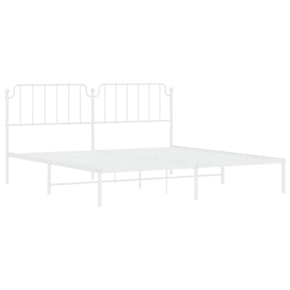 vidaXL Metal Bed Frame without Mattress with Headboard White 193x203cm 5
