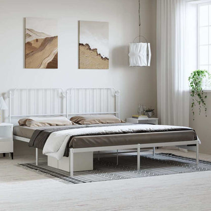 vidaXL Metal Bed Frame without Mattress with Headboard White 193x203cm 1