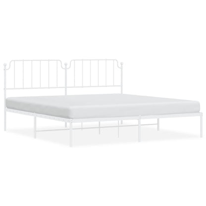 vidaXL Metal Bed Frame without Mattress with Headboard White 200x200cm 2