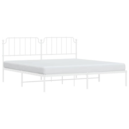 vidaXL Metal Bed Frame without Mattress with Headboard White 200x200cm 3