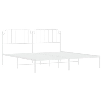 vidaXL Metal Bed Frame without Mattress with Headboard White 200x200cm 4