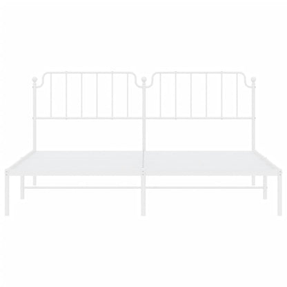 vidaXL Metal Bed Frame without Mattress with Headboard White 200x200cm 5