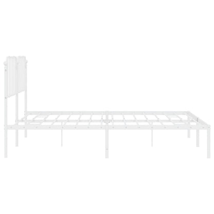 vidaXL Metal Bed Frame without Mattress with Headboard White 200x200cm 6