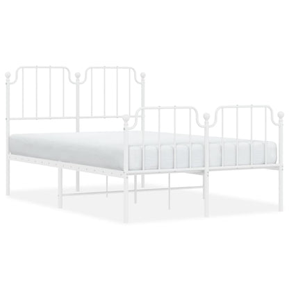 vidaXL Metal Bed Frame without Mattress with Footboard White 120x200cm 2