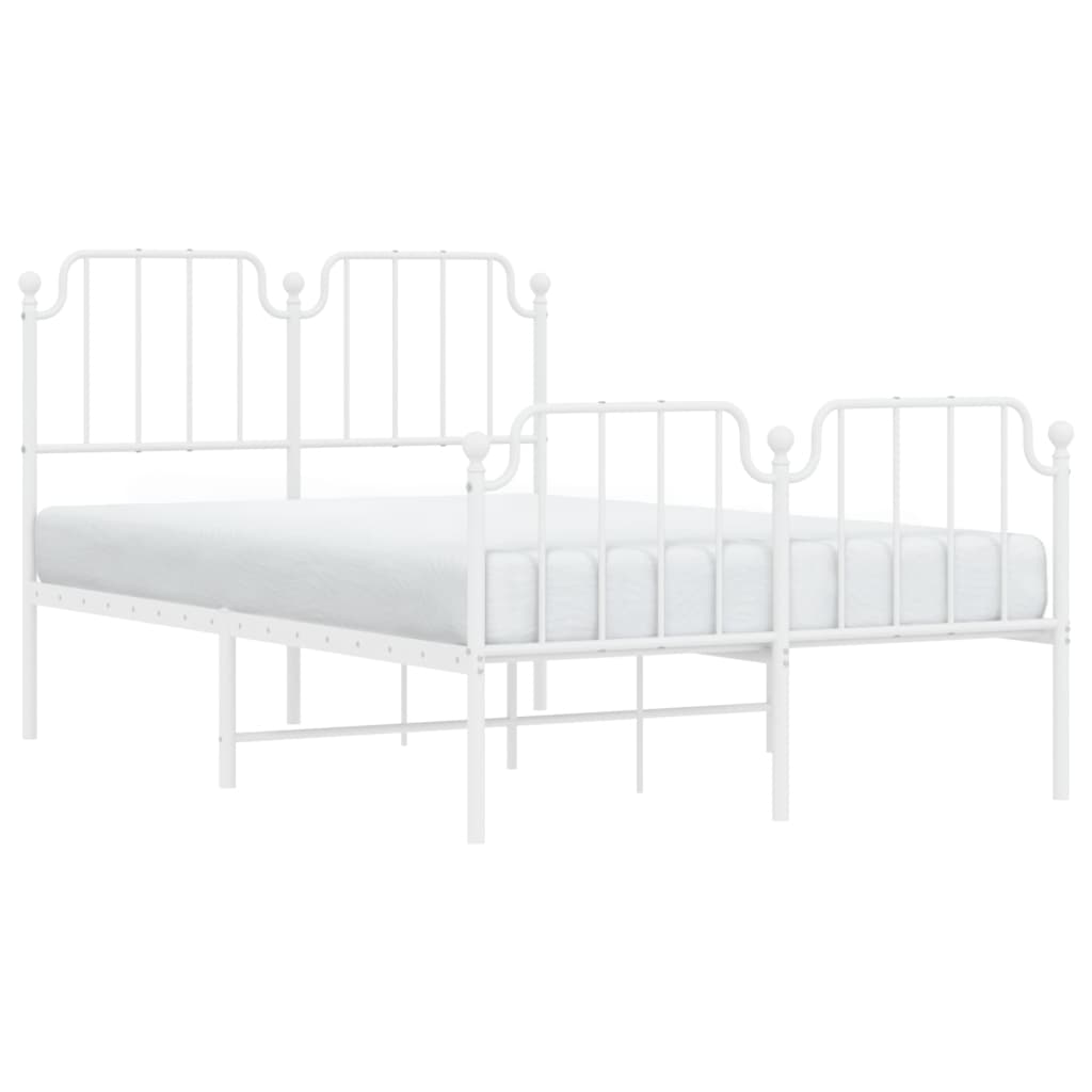 vidaXL Metal Bed Frame without Mattress with Footboard White 120x200cm 3