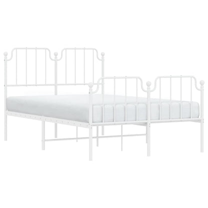vidaXL Metal Bed Frame without Mattress with Footboard White 120x200cm 3