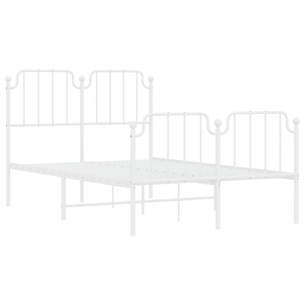 vidaXL Metal Bed Frame without Mattress with Footboard White 120x200cm 4