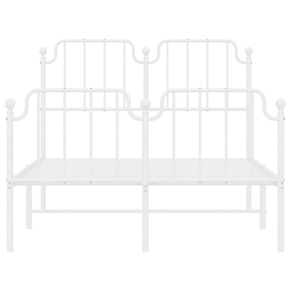 vidaXL Metal Bed Frame without Mattress with Footboard White 120x200cm 5