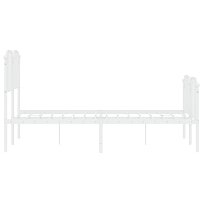 vidaXL Metal Bed Frame without Mattress with Footboard White 120x200cm 6