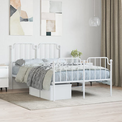vidaXL Metal Bed Frame without Mattress with Footboard White 120x200cm 1