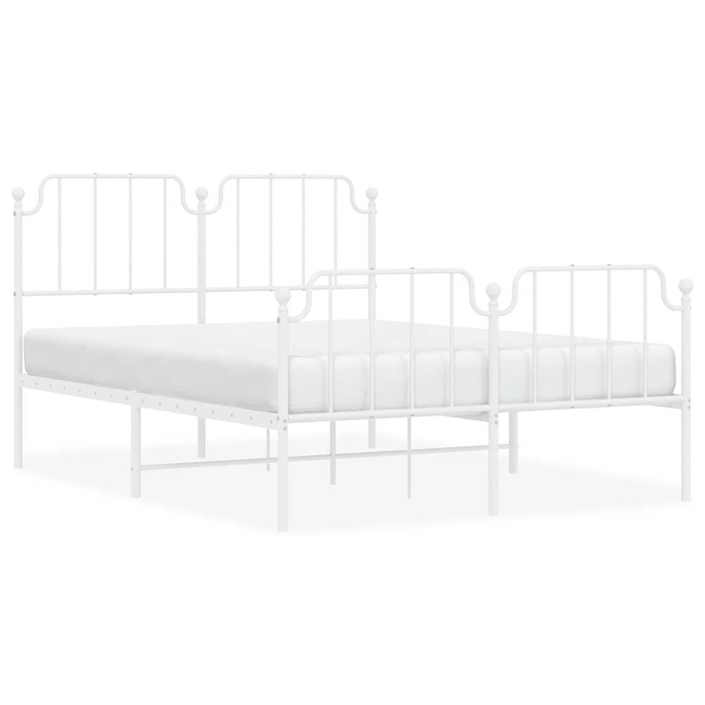 Metal Bed Frame without Mattress Footboard headboard White