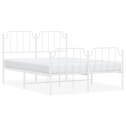 Metal Bed Frame without Mattress Footboard headboard White