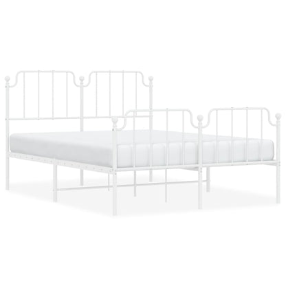 vidaXL Metal Bed Frame without Mattress with Footboard White 140x190cm 2