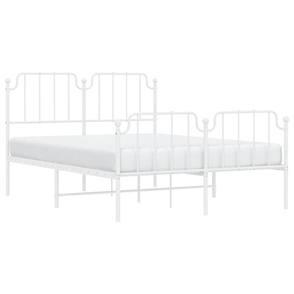vidaXL Metal Bed Frame without Mattress with Footboard White 140x190cm 3