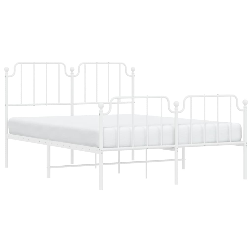 Metal Bed Frame without Mattress with Footboard With headboard & footboard White 140 cm 190 cm
