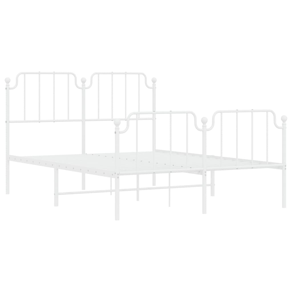 vidaXL Metal Bed Frame without Mattress with Footboard White 140x190cm 4