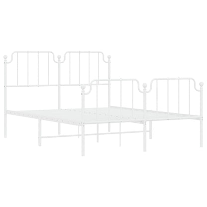 vidaXL Metal Bed Frame without Mattress with Footboard White 140x190cm 4