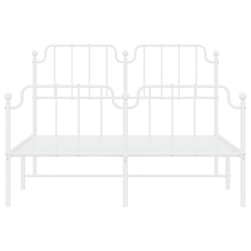 vidaXL Metal Bed Frame without Mattress with Footboard White 140x190cm 5