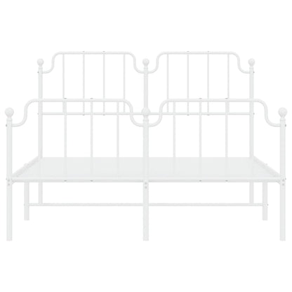 vidaXL Metal Bed Frame without Mattress with Footboard White 140x190cm 5