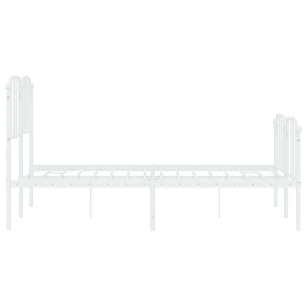 vidaXL Metal Bed Frame without Mattress with Footboard White 140x190cm 6