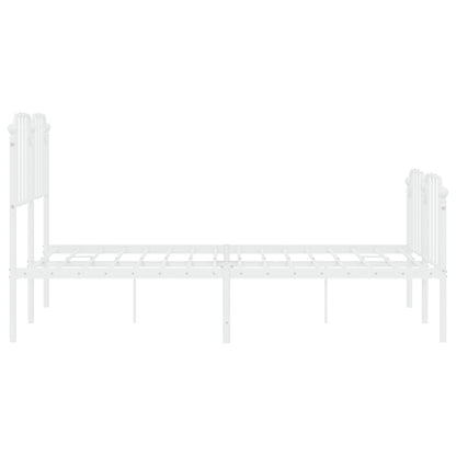 vidaXL Metal Bed Frame without Mattress with Footboard White 140x190cm 6