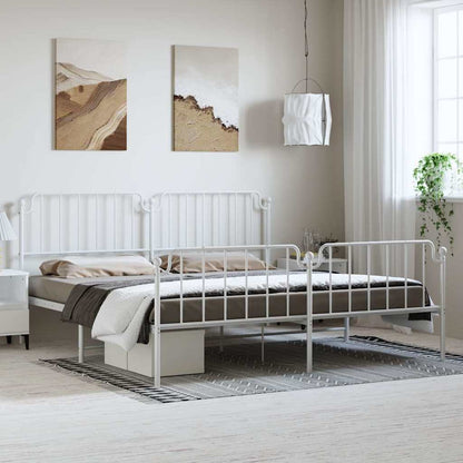 vidaXL Metal Bed Frame without Mattress with Footboard With headboard & footboard White
